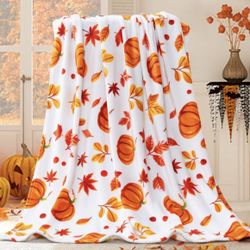 New In Box Fall Throw Blanket,Halloween Pumpkin Autumn Plush Fall Decor Fleece Fuzzy Picnic Throw Blanket for Couch Sofa Chairs(50"x60")