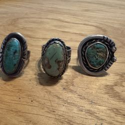 Lot Of 3 Sterling Silver And Turquoise Women’s Rings