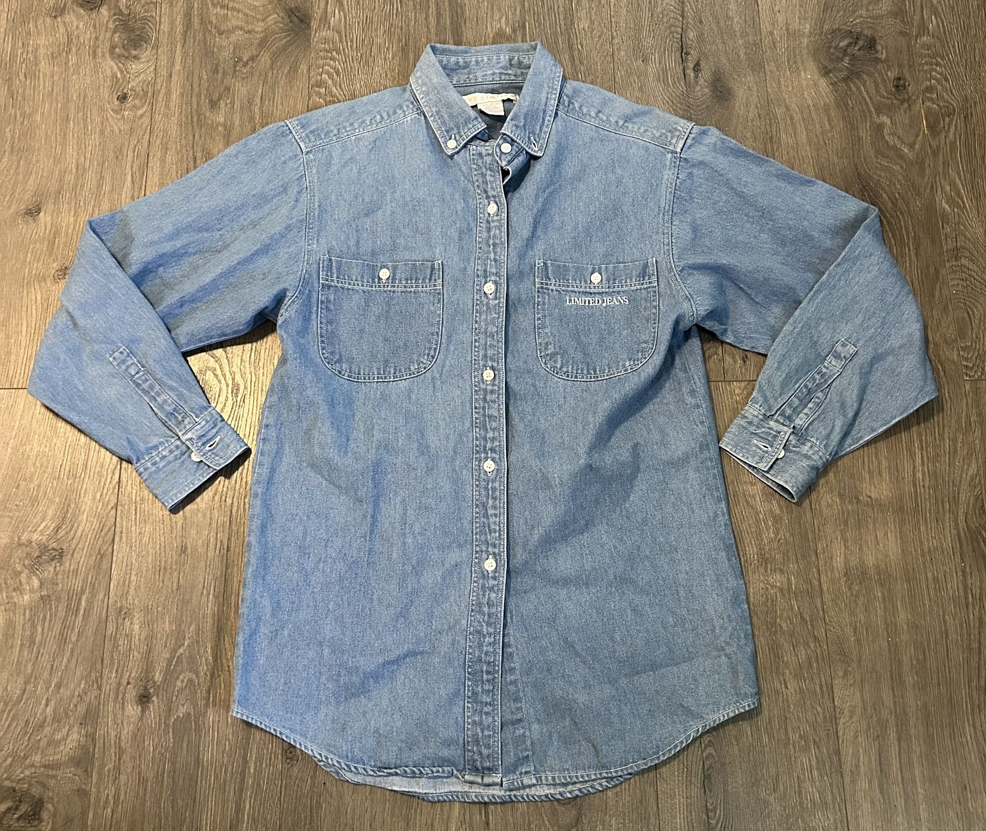 The Limited Jeans Size Medium Denim Jean Jacket Distressed Light Wash Pockets