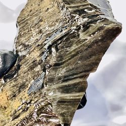 Black Silver Midnight Sheen Lace Stripe Obsidian Slab Glass Butte Oregon 1.5 Lbs