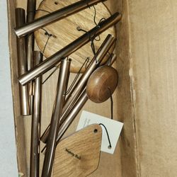 Handcrafted Wood & Brass Hanging Chimes Made in USA NIB 

