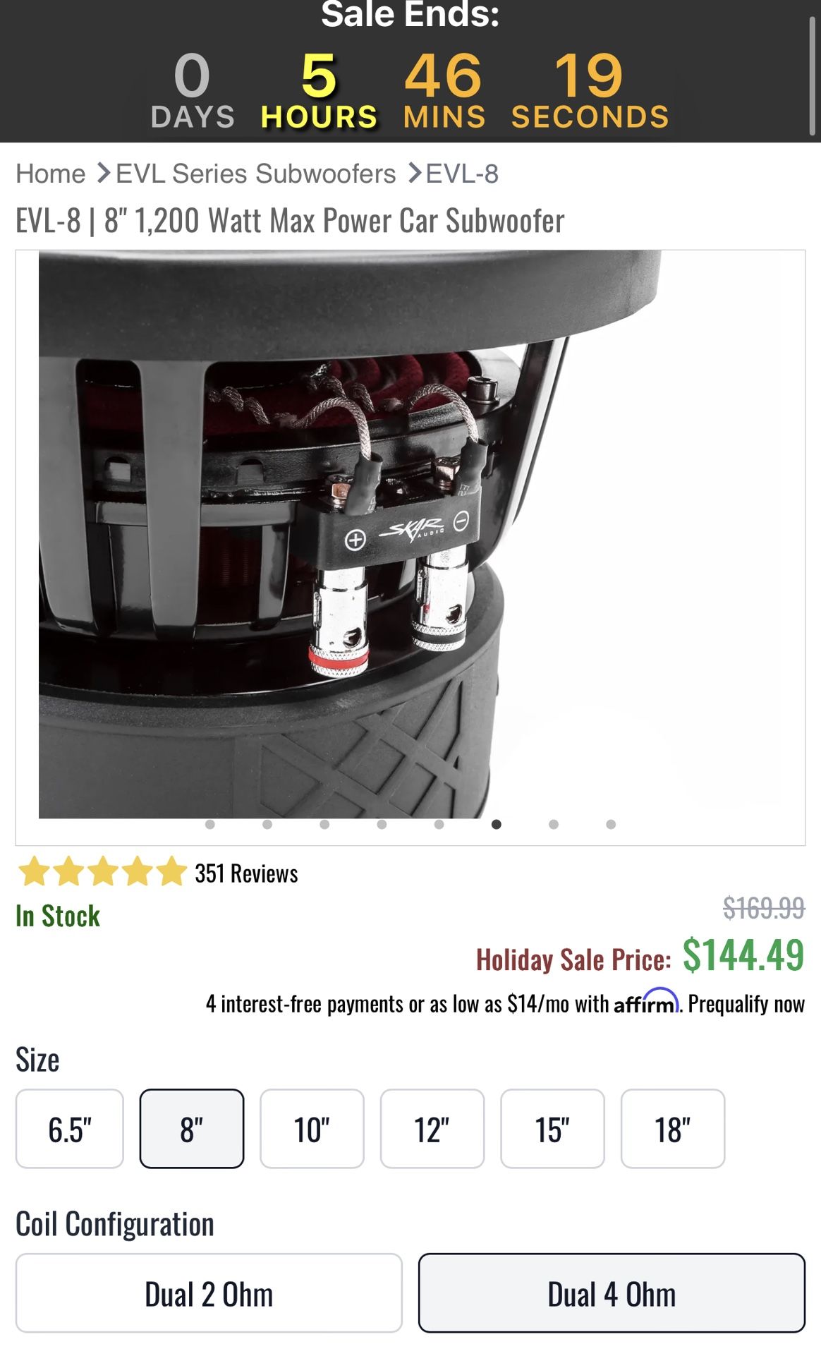 Skar Audio EVL-8 D4 Competition Grade