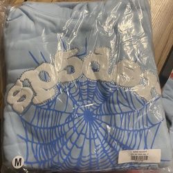 Sp5der blue rhinestone hoodie