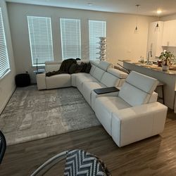 7 Piece White Leather Power Sectional-$800