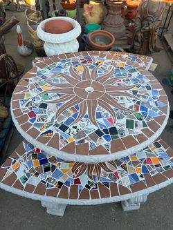 Table with 3 Bench Seats