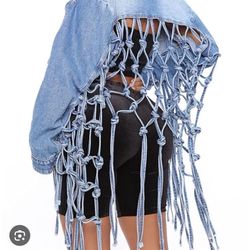 Tangled Cropped Denim Jacket Size large