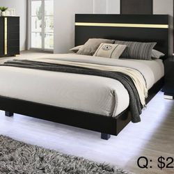 Queen Bed Frame With LED Lights 