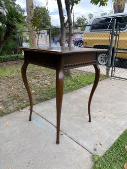 Antique Wood Side Table with Carved Detail