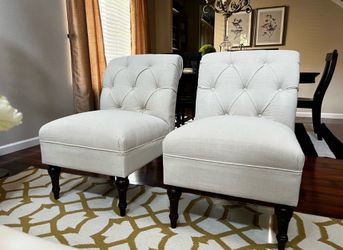 Pair of Tufted Slipper Accent Chairs