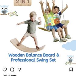 New Wooden Wobble Balance Board and professional swing set. 35Inch Rocker Board Natural Wood