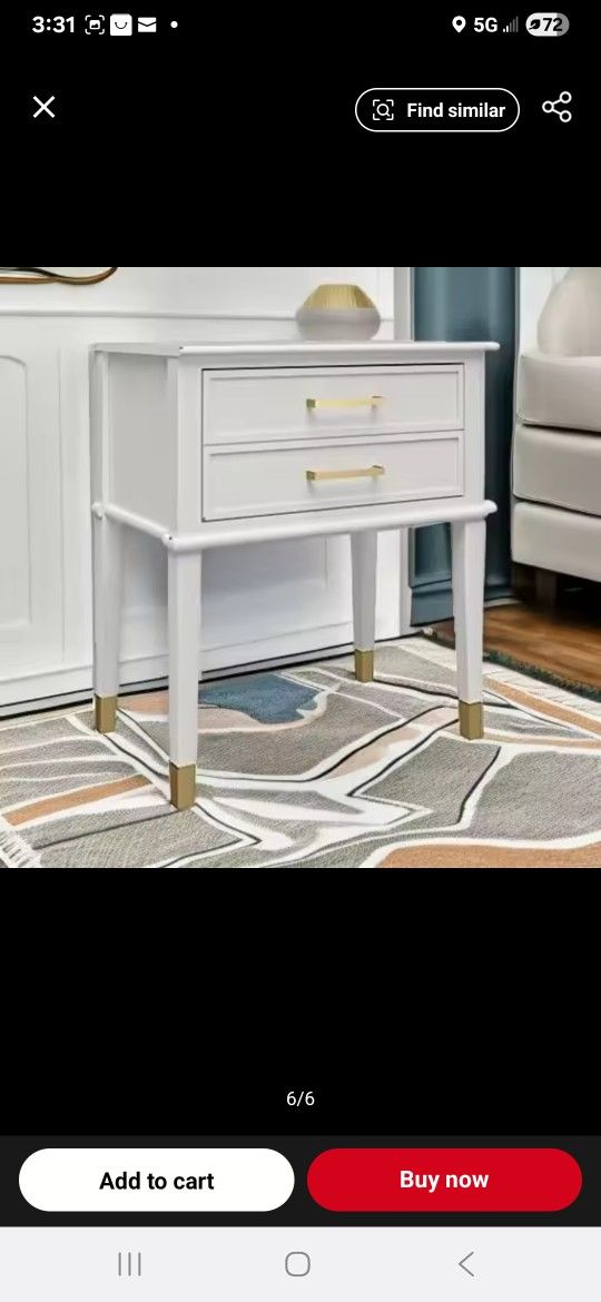 White End Table With Gold Trim