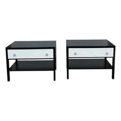 NY: Pair of modern black and white nightstands/end tables.