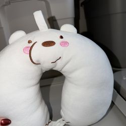 Miniso Official We Bare Bears Ice Bear Plush Neck Pillow – Ultra-Soft Travel Companion