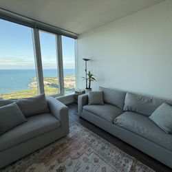 Thomasville Hoxton Sofa and Oversized Swivel Chair