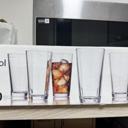 Home Essentials Drinking Glass Set - 10 Highball Glass Cups, 17 Oz. Basic Water Glasses, Beer, Juice, Cocktails, Wine, Iced Tea, Bar Glasses. Dishwash