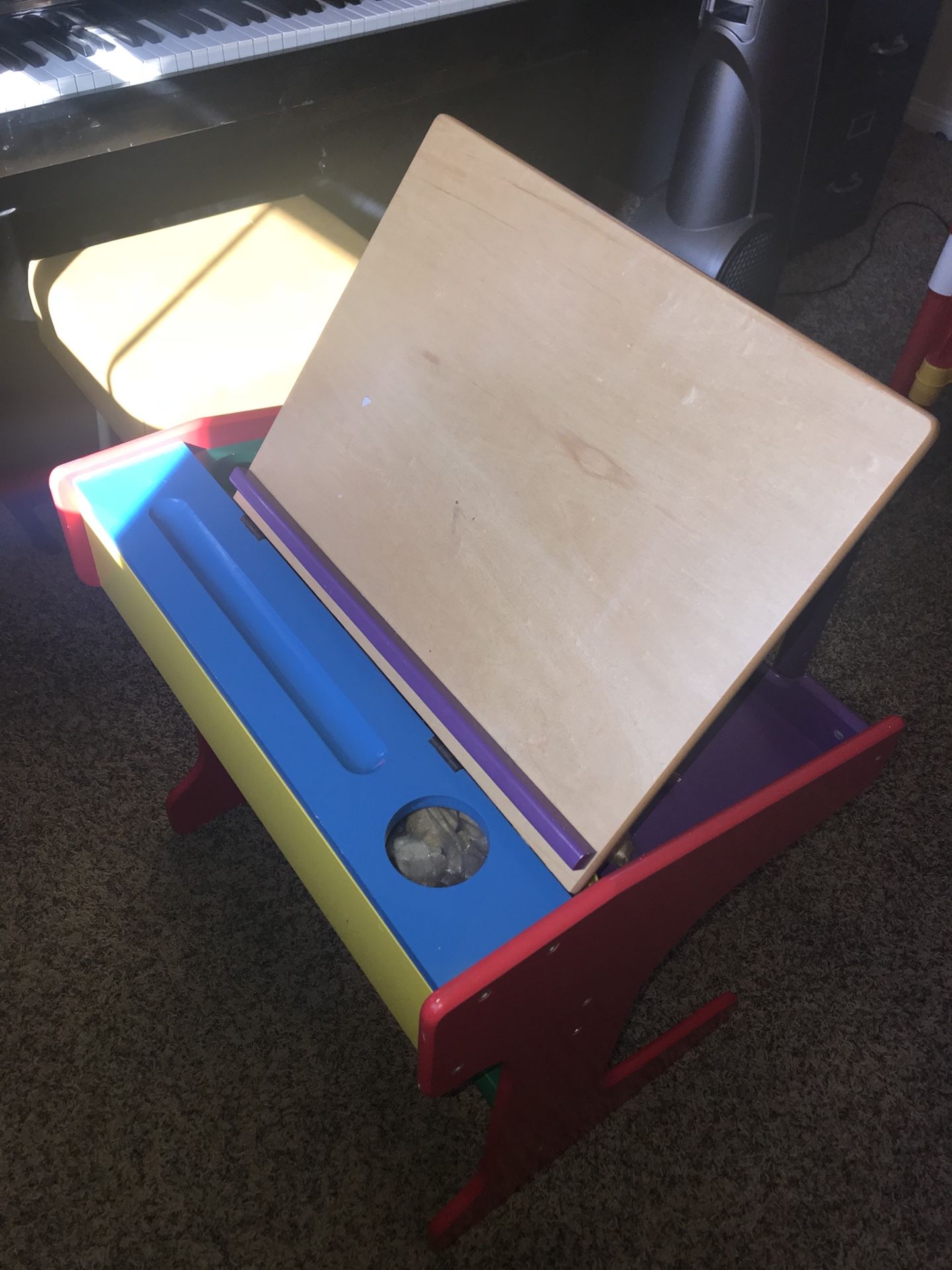 Multi Colored Crayola Style Toddler Kids School Desk w Matching Chair.