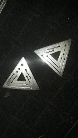Genuine 925 Sterling Silver Mexico Triangle Earrings