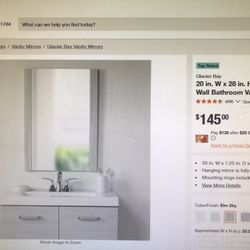 Glacier Bay 20in.Wx28in.H Rectangular Wood Framed Wall Bathroom Vanity Mirror in Elm Sky