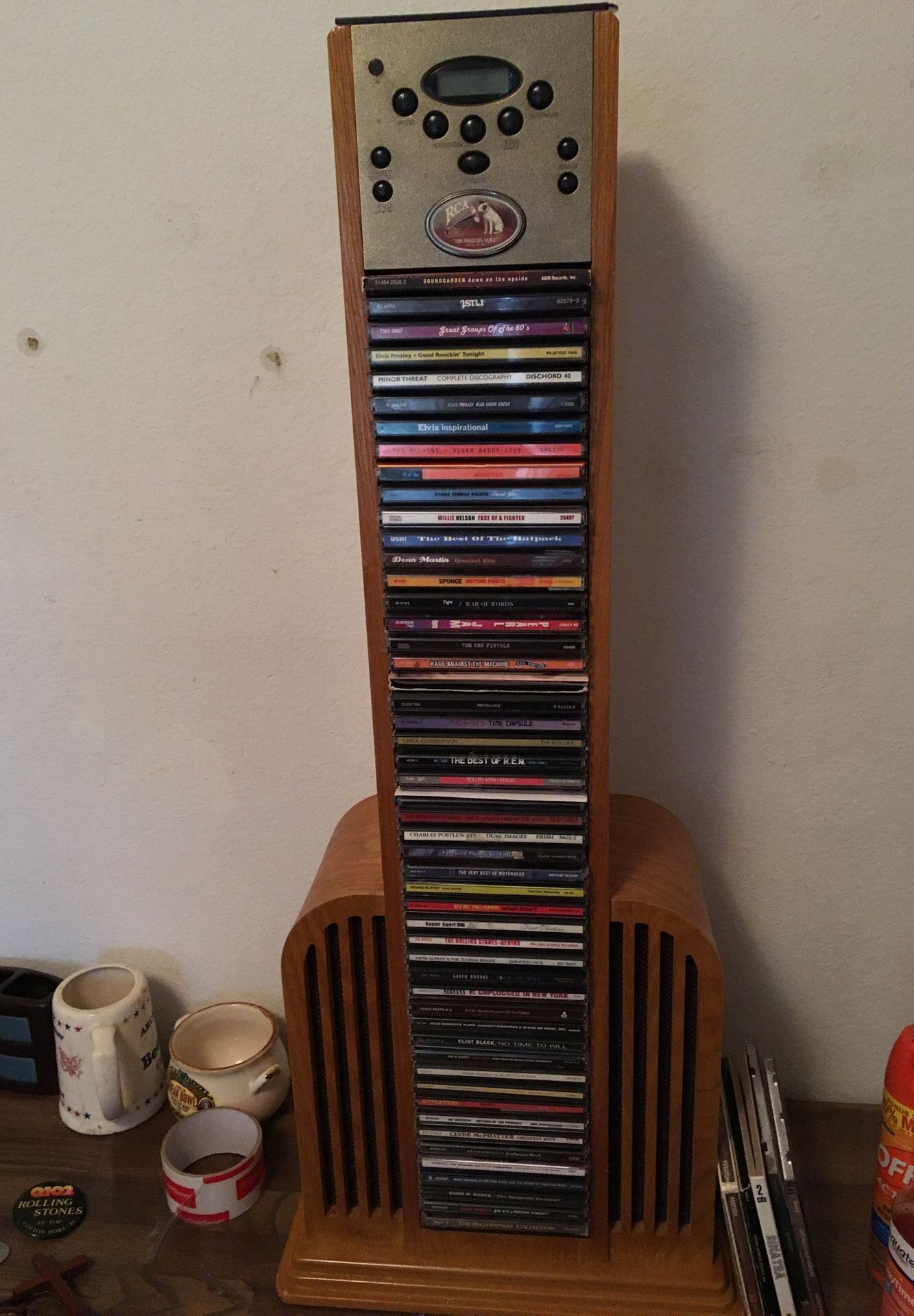 Cds and CD player tower