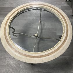 Round Glass/Stone Coffee Table