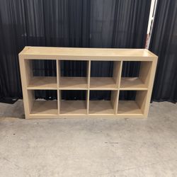 Blonde Wood Cube Bookcase with Nine Compartments