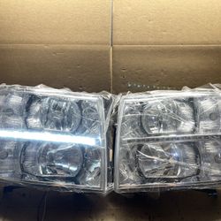 #OH36 2007-2014 Chevy Silverado Chrome LED Halogen Headlight Pair 