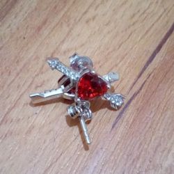 red ruby I'm sterling silver 925 beautiful for a woman with crystals clear