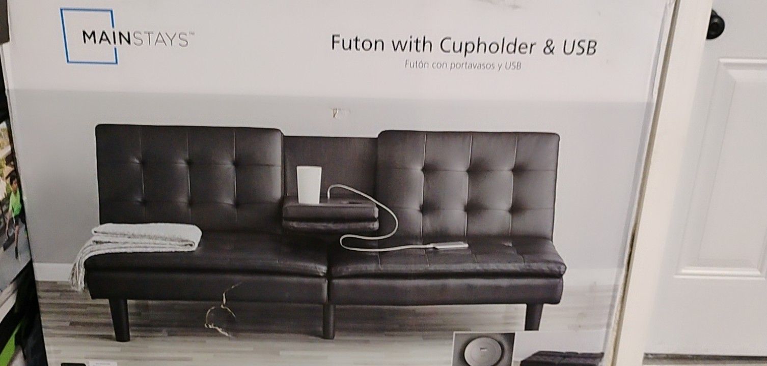 Brand New Mainstay FUTON with Cupholder And Usb