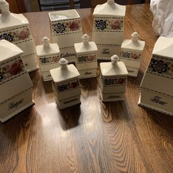 Vintage 10 piece Spice/canister set Lustreware made in Germany. Very rare. 