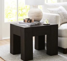 Two Pottery Barn Rustic Solid Wood End Tables