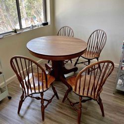 Wood Dinning Set, Table + 4 Chairs 