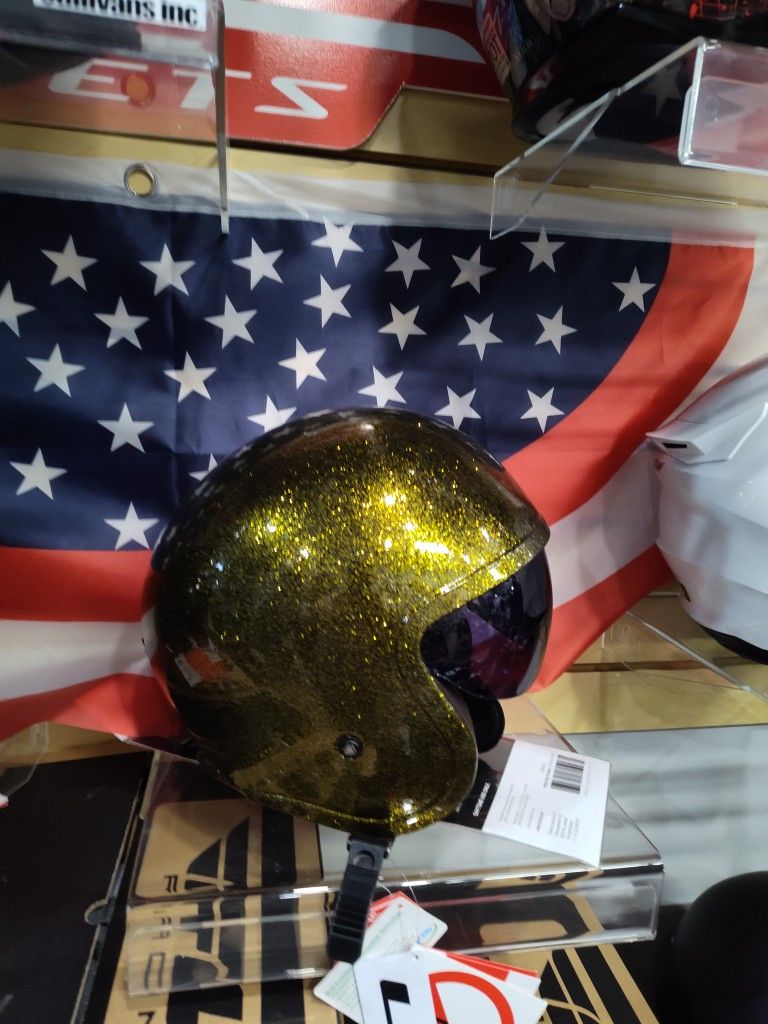 gold sparkle motorcycle helmet THE Certified Sweatsaver S1 Retro Lifer Certified Skate/Bike Helmet Biker Helmet Gold Flake Motorcycle