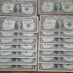 16 $1 Silver Certificate With 2 Star Notes