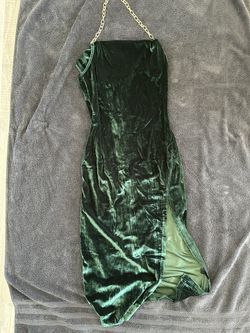 Dark green halter chain dress