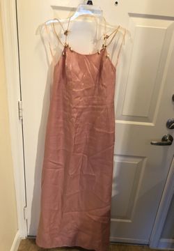 Dress Elegant long pink silky with shoulder cape