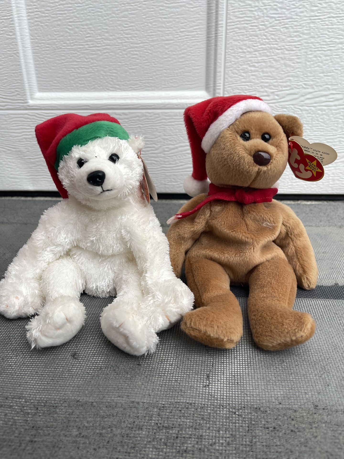 Ty Beanie Babies - Holiday Teddy Bear 1997 Teddy y & SnowGirl - 2 Lot Christmas
