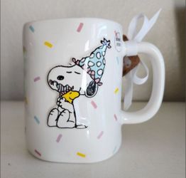 Peanuts Snoopy Woodstock Birthday Mug by Rae Dunn NEW