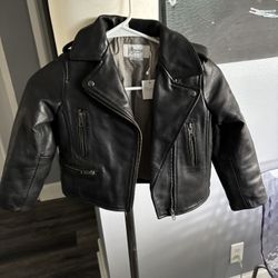 Real Leather Jacket Bonpoint Fir 5 Year Boy