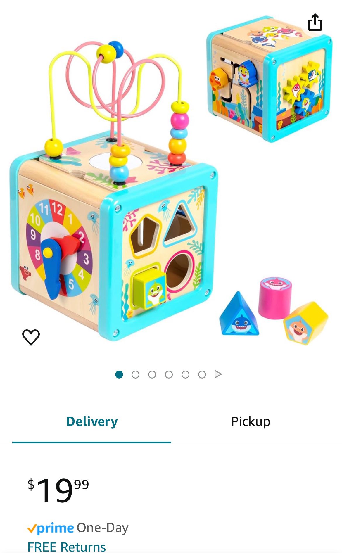 Baby Shark Toys - Wooden Activity Cube