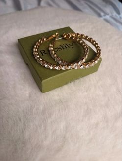 Gold Crystal Hoop Earrings