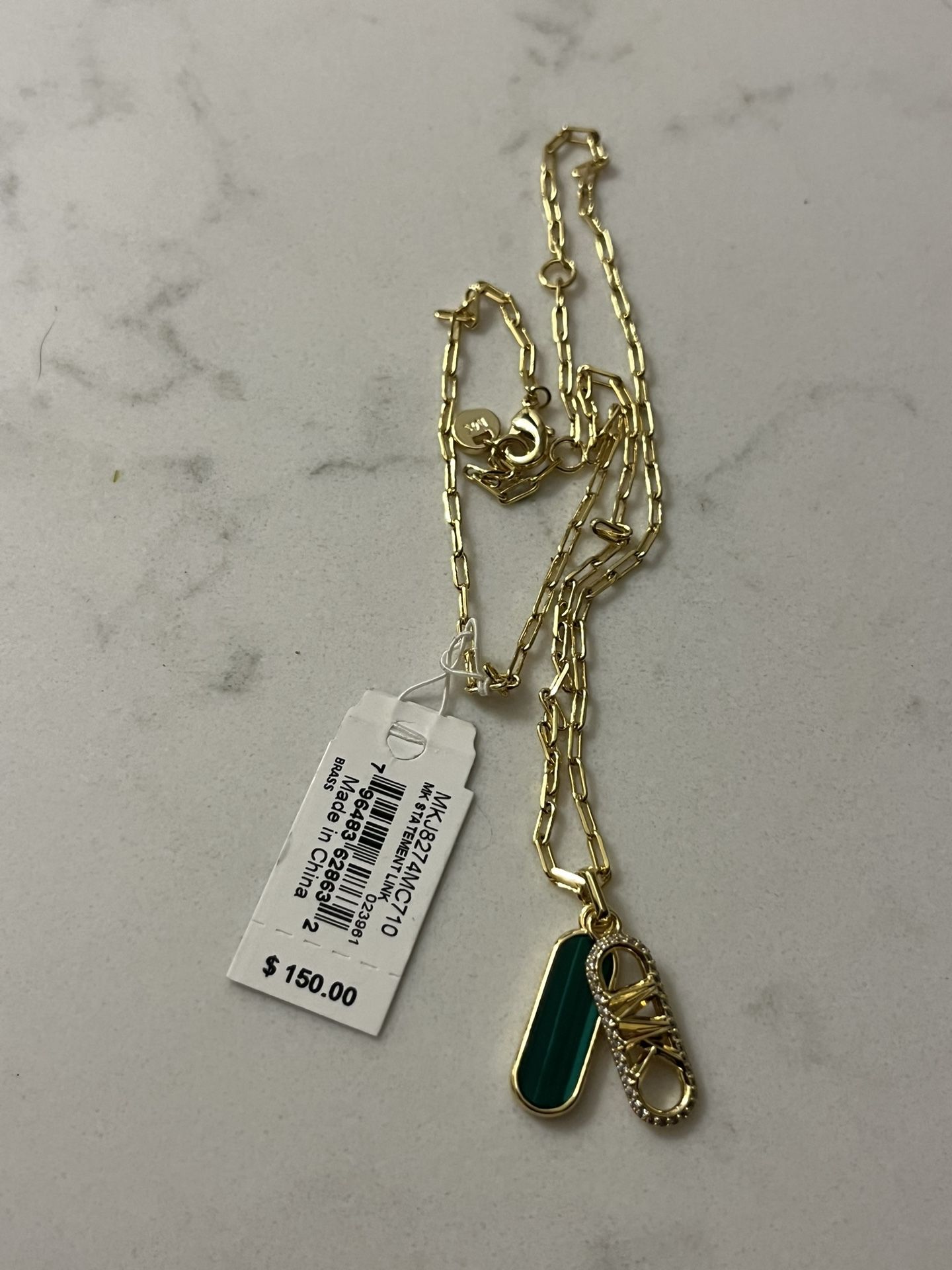 Michael Kors 14k Gold Malachite Necklace