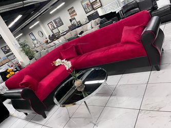Red and Black Velvet Sectional Sofa ❤️❤️❤️