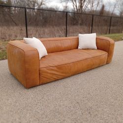 Article Cigar Full-Grain Leather Sofa