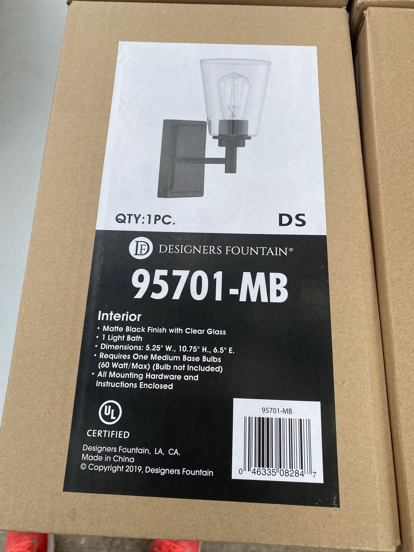 NEW Designers Fountain Matte Black Clear Glass Light Fixtures (Bundle of 4)