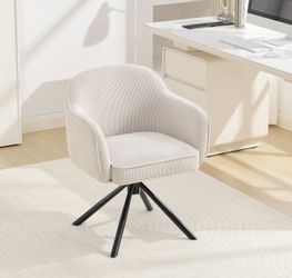 Brand New insealed Box Beige Corduroy Swivel Office Chair – 360° Rotation
