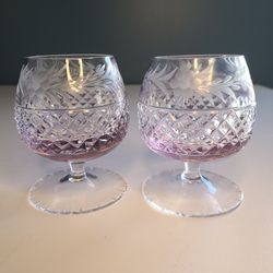 Ebeling and Reuss Brandy Snifter Purple Cut Glass with Diamond Point