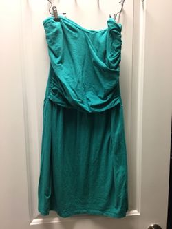 Strapless turquoise dress