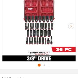 Milwaukee SHOCKWAVE Impact-Duty 3/8 in. Drive Metric and SAE Deep Well Impact PACKOUT Socket Set (36- Piece)