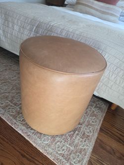 Leather Pottery Barn Ottoman Side Table Stool