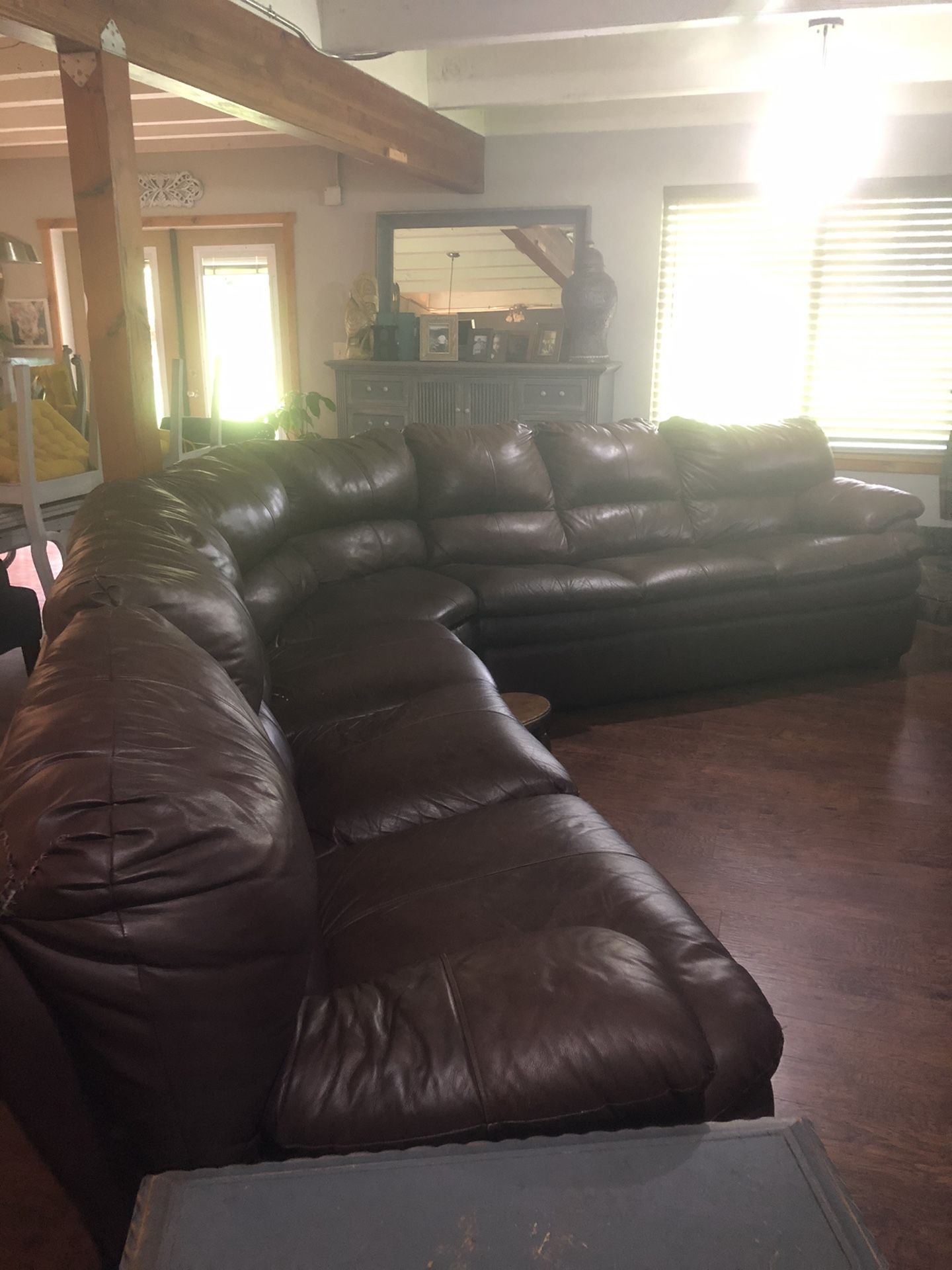 Leather sectional couch recliner with hide bed for Sale in Rochester